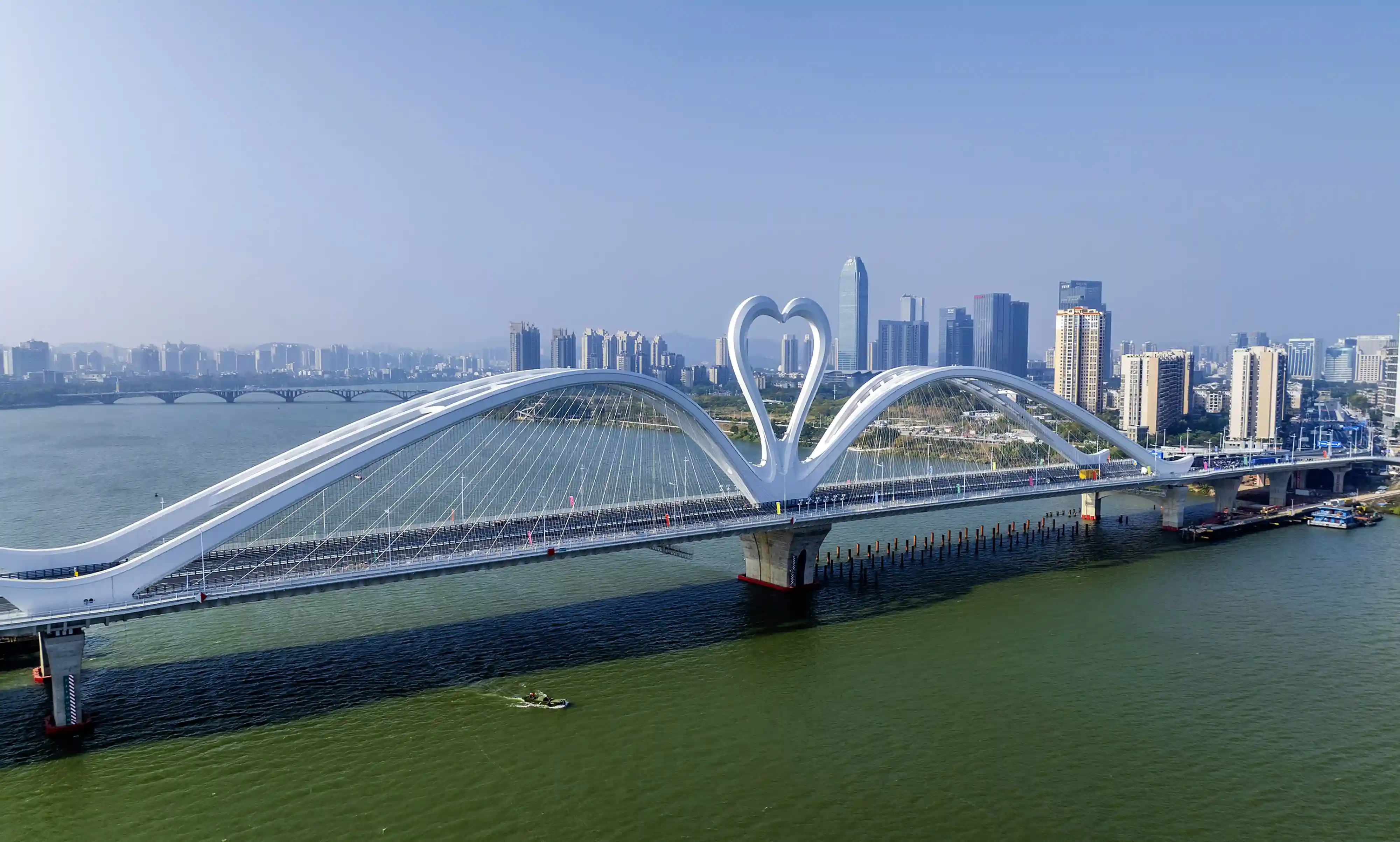 “天鹅”浮东江 广东惠州鹅城大桥建成通车