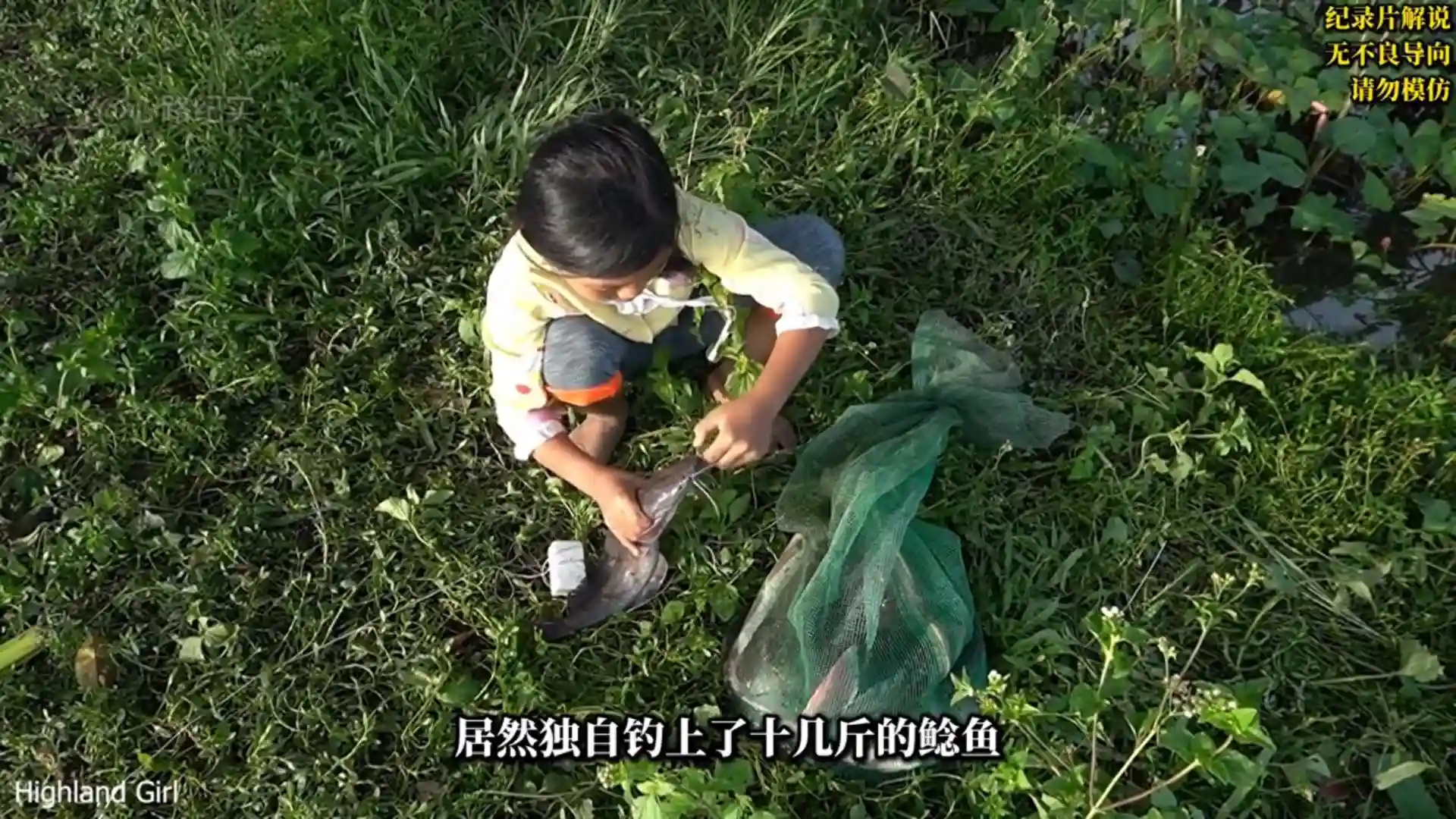 贫困越南女孩小琳自制钓鱼工具,钓起十斤重鲶鱼,靠勤劳自...
