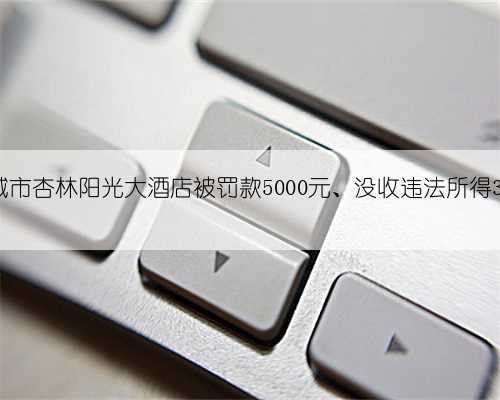 丰城市杏林阳光大酒店被罚款5000元、没收违法所得39元