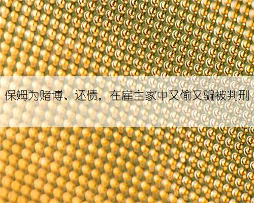 保姆为赌博、还债，在雇主家中又偷又骗被判刑